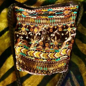 NWOT Johnny Was Velvet Highly Embroidered Bag